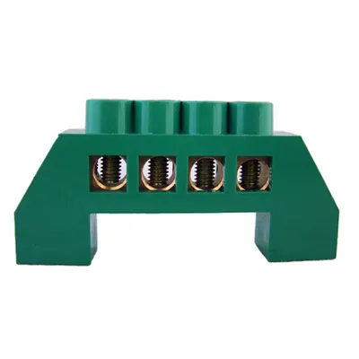Bara de nul cu suruburi izolata 4poli – verde / HC-001