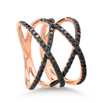 Inel din aur roz cu diamante negre microsetting de 0.8ct