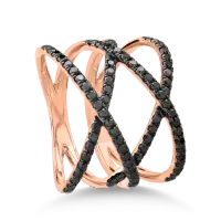Inel din aur roz cu diamante negre microsetting de 0.8ct