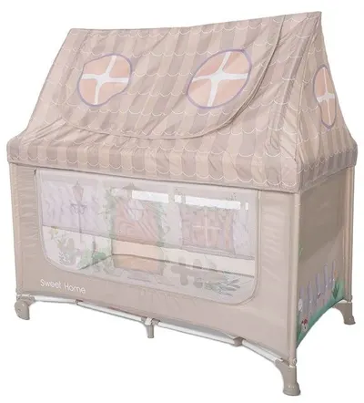 Pat pe 2 niveluri cu acoperiș Lorelli - Sweet Home, Beige