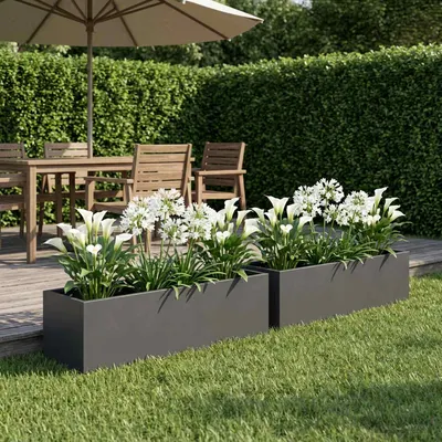 vidaXL Vază pentru Grădină 2 buc. Antracit 80 x 20 x 20 cm