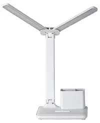Lampă de birou Rabalux - Elumo, 74032, LED, 5W, dimmerabilă, cu suport pentru telefon și organizator, albă