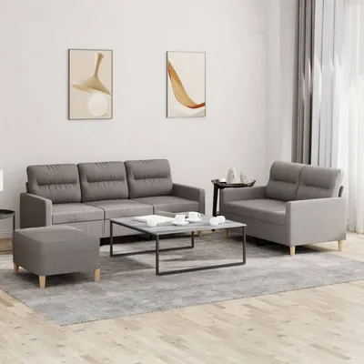 Gossi set de canapea cu perne, 3 piese, gri taupe, material textil