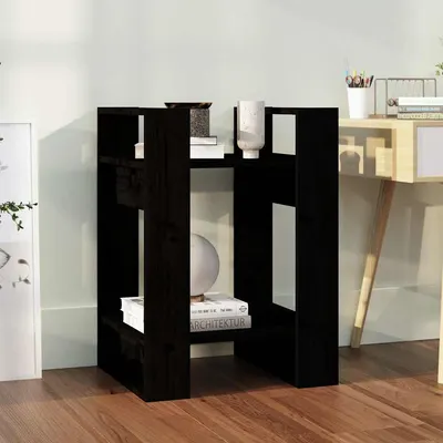 vidaXL Bibliotecă/Separator cameră negru 41x35x57 cm lemn masiv pin