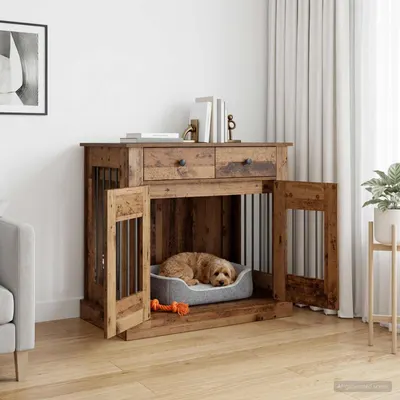 vidaXL Mobilă pentru cușcă de câine Lemn vechi 90 x 47,5 x 80 cm