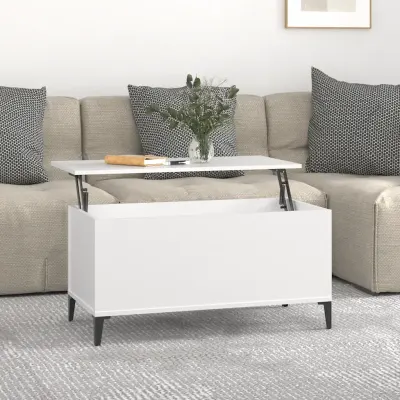 vidaXL Măsuță de cafea, alb, 90x44,5x45 cm, lemn compozit