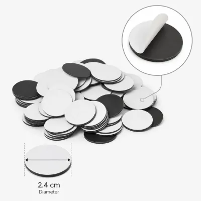 Buline magnetice rotunde cu adeziv (100 buc) - 2.4cm