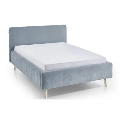 Pat matrimonial albastru deschis tapițat cu somieră 120x200 cm Mattis – Meise Möbel