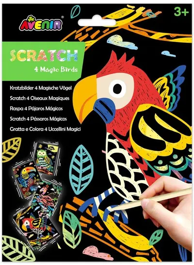 Imagini scratch Avenir – Păsări, 4 tablouri