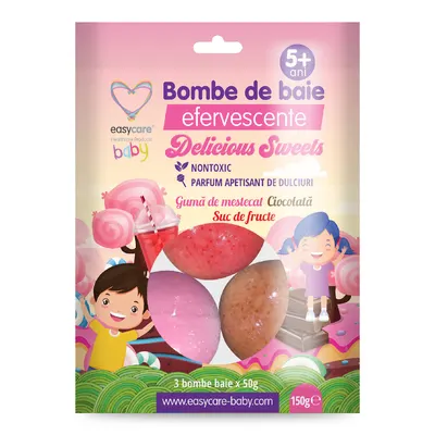 Bombe de baie copii Delicious Sweets, 3 bucati, Easycare Baby