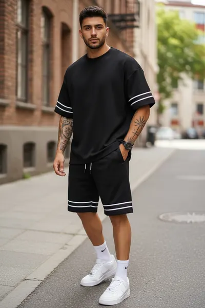 Compleu de vara tricou + pantaloni negru XXA 124-4