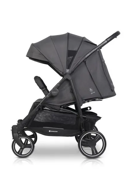 Carucior pentru gemeni 2 in 1 Euro Cart Doblo Iron, cu Landouri, pliabil, cu suspensii, spatar reglabil, copertina reglabila si accesorii incluse, greutate maxim admisa 22 kg
