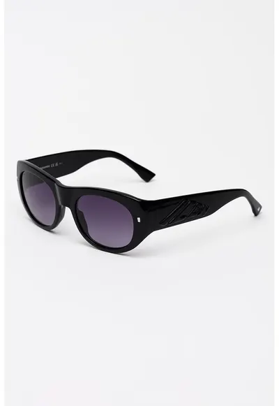 Ochelari de soare ovali cu lentile in degrade - Negru