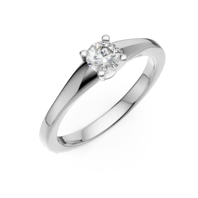 Inel de logodna din aur alb cu un diamant solitaire de 0.19ct