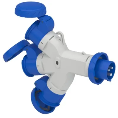 Adaptor multiplu Mureva, 3 prize industriale, 16 A, 2P+T, 220V AC, IP67