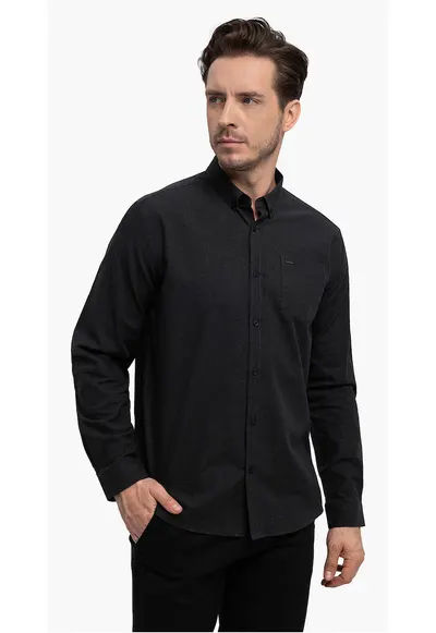 Camasa barbati din bumbac K-Beri - Slim Fit - grafit - Gri grafit