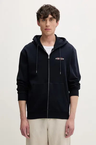 Guess Jeans hanorac cu fermoar și glugă pentru bărbați, din bumbac