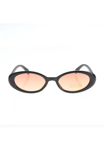 Ochelari de soare ovali retro cu rama neagra lucioasa