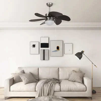 Gossi ventilator de tavan cu iluminare, maro inchis, 76 cm