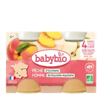 Piure din piersici si mere Bio, 2 x 130g, BabyBio