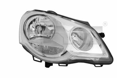 Far stanga potrivit VW POLO 2005-2009 - (H1/H7, reglaj electric, cu motoras, fundal cromat)