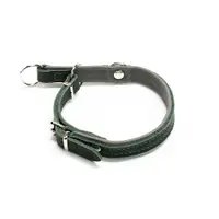 Zgarda combi culisanta din piele cu opritor - Verde-Gri - 30 cm