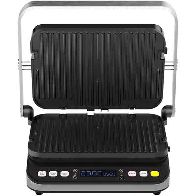 Grătar electric AENO - EG1, 2000W, antiaderent, nervurat, negru/argintiu