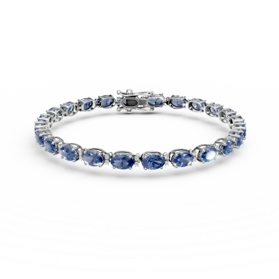 Bratara tennis din aur alb cu tanzanite ovale de 11.85ct si diamante de 0.24ct