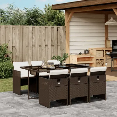 Gossi set mobilier de gradina cu perne, 7 piese, maro, poliratan
