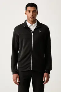 U.S. Polo Assn. hanorac cu fermoar pentru bărbați cu bumbac LUXE DHM ZIP THROUGH FUNNEL