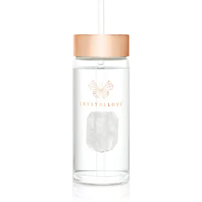 Crystallove Amethyst Straw Water Bottle sticlă pentru apă cu pai Clear 1 buc