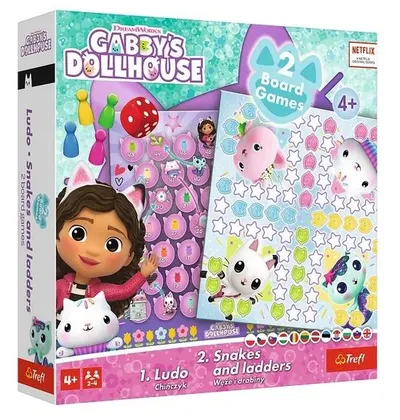 Joc de bord 2 in 1 Gabby's Dollhouse: Ludo&Snakes and Ladders - Pentru copii