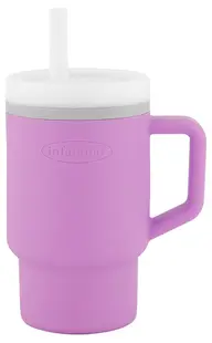 Pahar din silicon cu pai Infantino - 270 ml, liliac