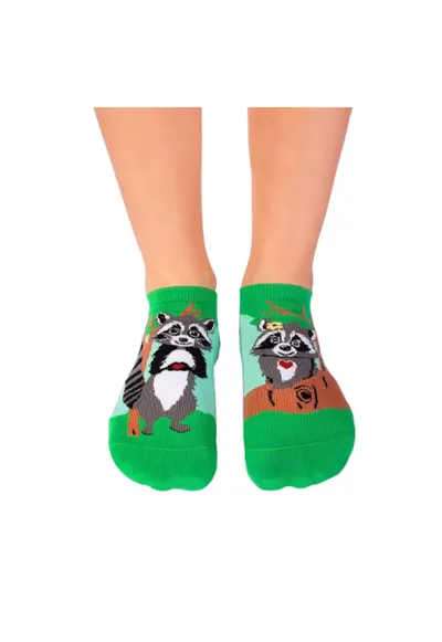 Sosete scurte din bumbac organic Arty Socks Ratoni Indragostiti Verde