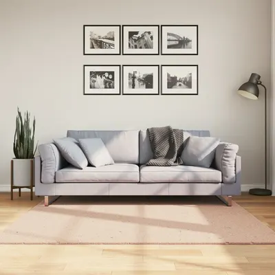 vidaXL Covor HUARTE, fir scurt, moale și lavabil, roz pudră, 160x160cm