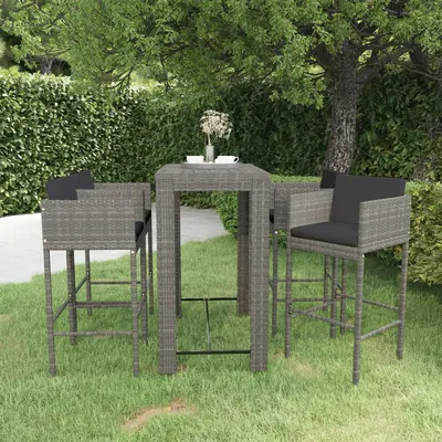 Gossi set mobilier bar de gradina cu perne, 5 piese, gri, poliratan