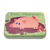 Puzzle din Lemn cu Animale Domestice in Cutie Metalica Montessori - Nurio