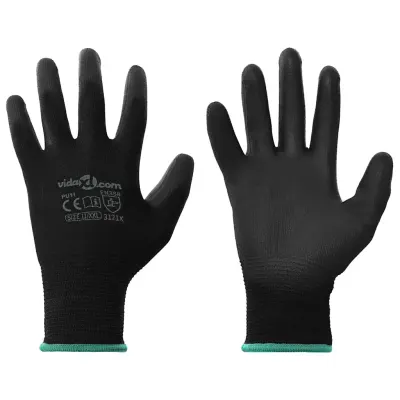vidaXL Manusi pentru Muncă 12 buc. Negru 11 / XXL Poliester