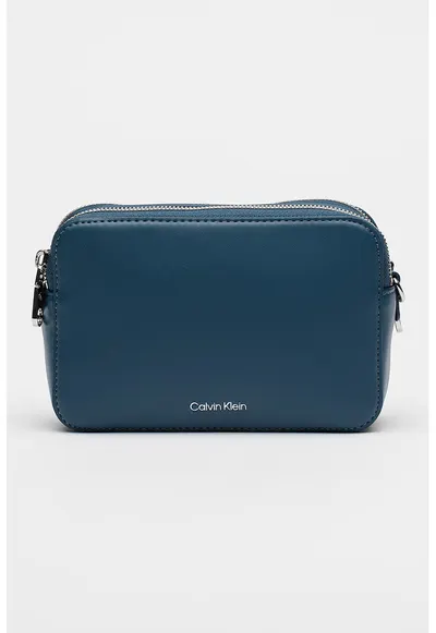 Geanta crossbody de piele ecologica cu bareta suplimentara - Albastru paun