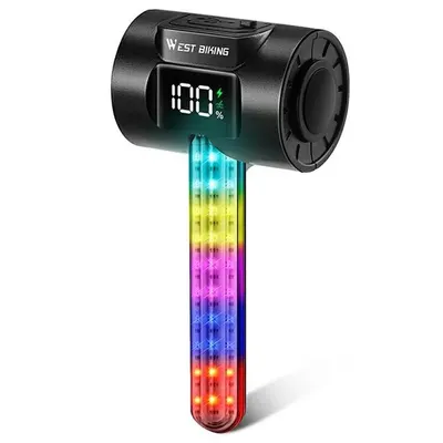 Lumină bicicletă detectare frânare, moduri luminoase multiple, Negru