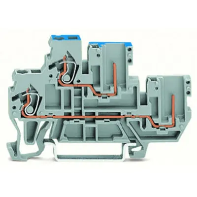 1-conductor/1-pin double deck receptacle terminal block; Through/through terminal block; L/N; for DIN-rail 35 x 15 and 35 x 7.5; 2.5 mm²; CAGE CLAMP®; 2,50 mm²; gray