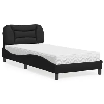 vidaXL Pat cu saltea, Hvar, negru, 80x200 cm, piele ecologică