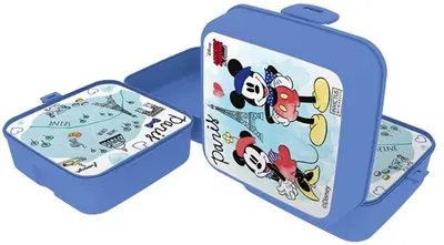 Cutie pentru mâncare Disney - Mickey si Minnie Mouse, 1000 ml, albastră