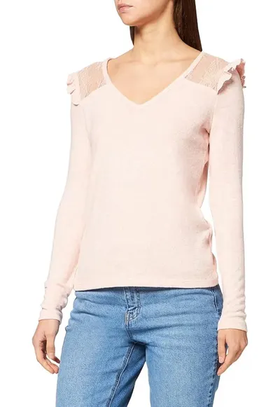 Pulover cu decolteu in V si insertie de dantela Betty