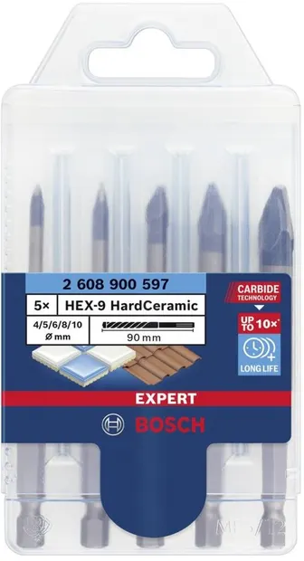 Set de burghie Bosch - Expert, HEX-9 Hard Ceramic, 5 piese