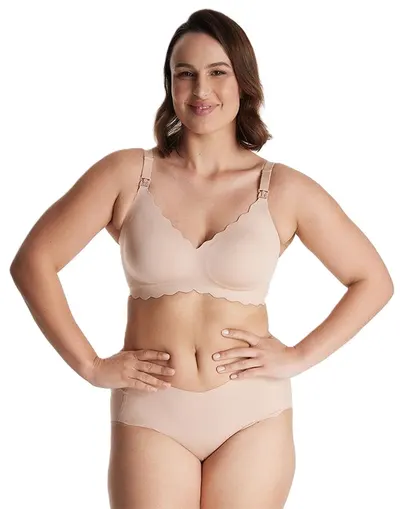 Sutien pentru gravide și alăptare Momcozy - YN46, mărimea L, Oyster Pink