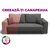 Canapea BERNA extensibila, 3 locuri, cu arcuri si lada depozitare, 238x108x77 cm, Configurator 3D