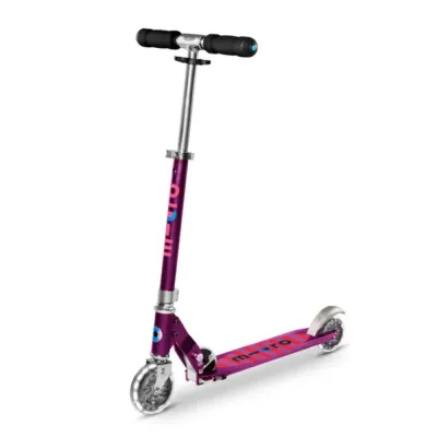 Trotineta pliabila cu 2 roti si lumini LED, Micro, Sprite, Purple Stripe