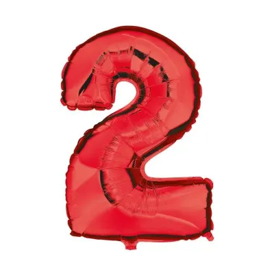 Balon folie cifra rosu metalizat, inaltime 35 cm, pentru aniversare
