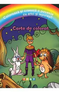 Coloreaza si creeaza o poveste cu arici si iepurasi! Carte de colorat